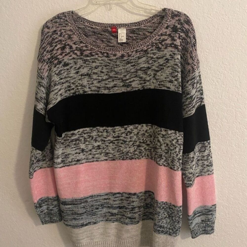 H&M Women’s Striped Knit Sweater - Size S, Multicolor, Long Sleeve, Crew Neck - Picture 1 of 4